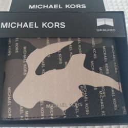 Michael Kors Men's Wallet Andy Leather Slim Bi-Fold Olive Camo