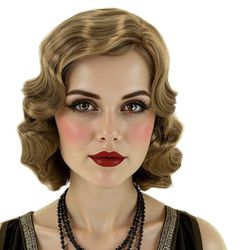 Retro Vintage GOLDEN BLONDE  Finger Wave Wigs  1920’s Party Wig Cosplay Wig