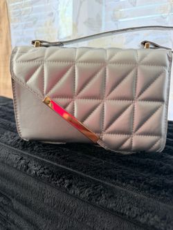 Gray Quilted Crossbody Shoulder Bag