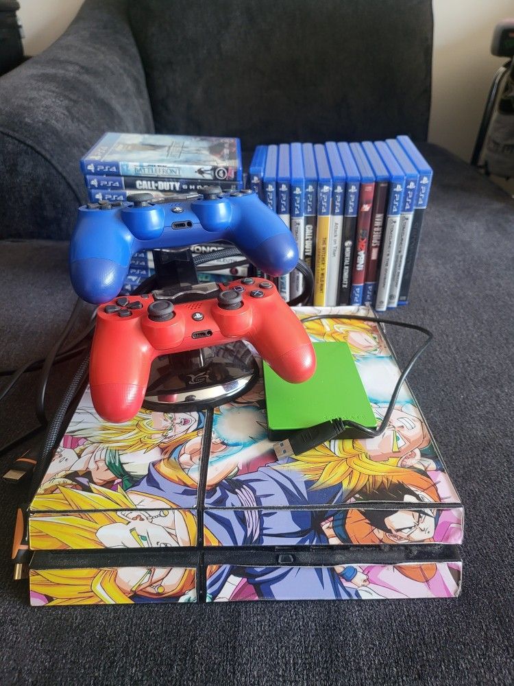 PS4 With 2 Controllers 31 GAMES AND 2TB External Hard Drive