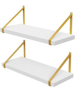 Floating Shelves with Gold Brackets set of 2 pcs
