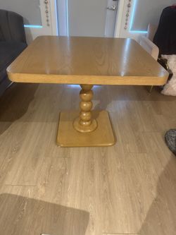 Modern Wood Dining Table w/ Sculptural Pedestal Base