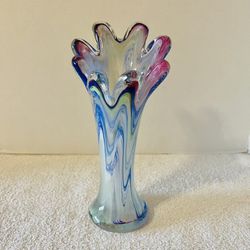 6 Finger Handblown Art Glass Vase/Decor