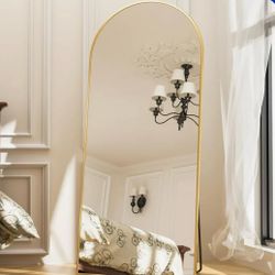 GOLD MIRROR - 70 X 32 Full Length Arch Mirror with Stand 70x32
