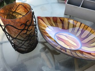 Table decor (candle holder & dish)
