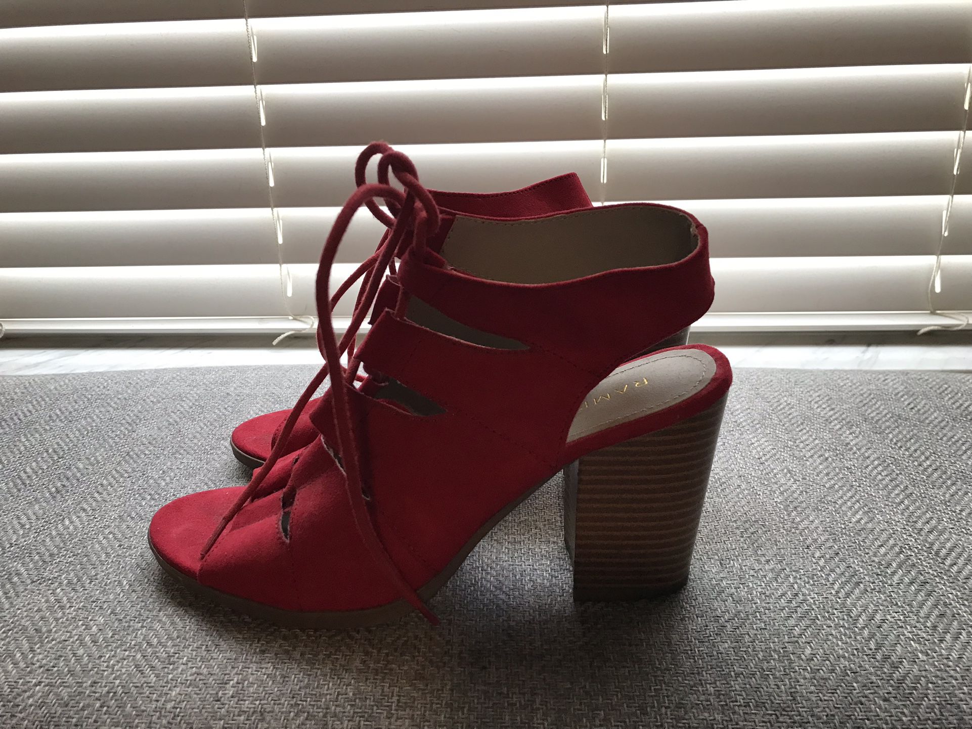 Rampage Red Suede Strappy Red Heels