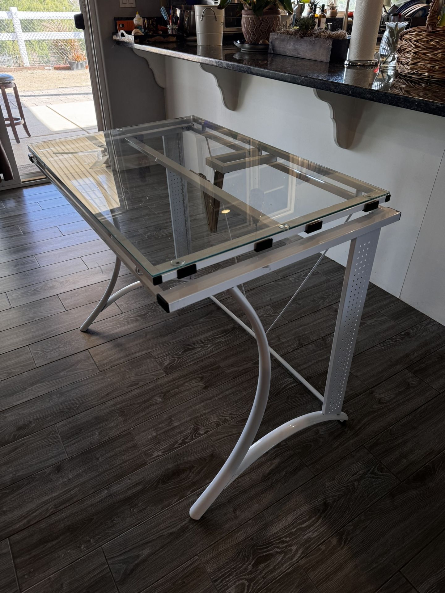 Glass & Metal Desk/ Art Easel