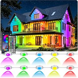 500FT Permanent Outdoor Lights Waterproof with Smart App Control Remote,DIY Scene Modes,Music Sync hronization,Eaves Lights for Garden Decor,Deck,Chri