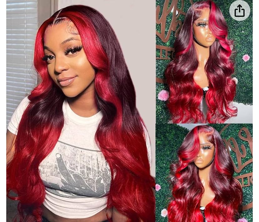 Red And Black Used Lace Front