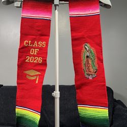 Red Graduation Stole Virgen De Guadalupe 