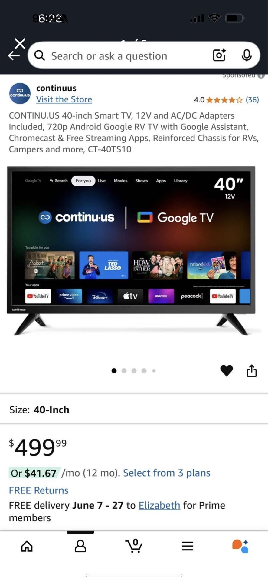 40-inch Smart TV, 12V and AC/DC