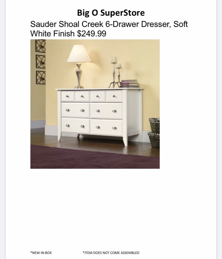 Sauter Shoal Creek six George dresser Soft White finish