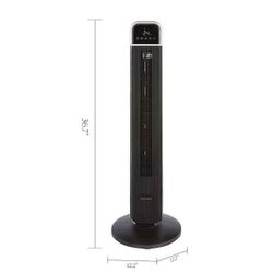 36 in. 4-Speed Oscillating Tower Fan in Black with Remote Control and Easy Carry Handle