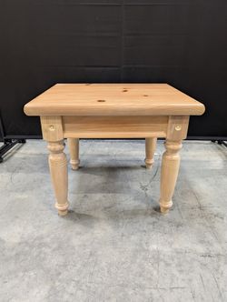 Natural Pine Wood Side Table with Turned Legs