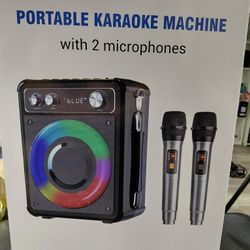 Portable Karaoke Machine With Two Wireless Microphones
