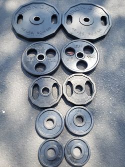 Iron Grip Olympic Plates Urethane Weights Gym Weight Set 