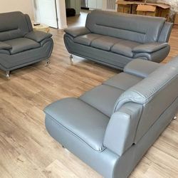 AVAILABLE IN BLACK AND GRAY! SOFA LOVESEAT AND CHAIR SET