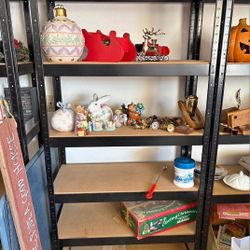 Black Metal And Wood Storage Shelves 