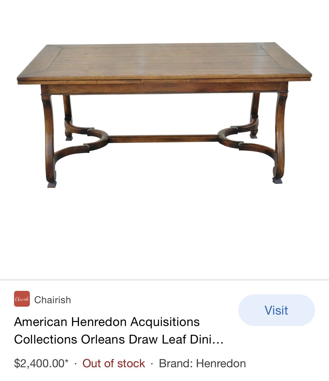 Henredon Acquisitions Collection Orleans Draw Leaf dining room table