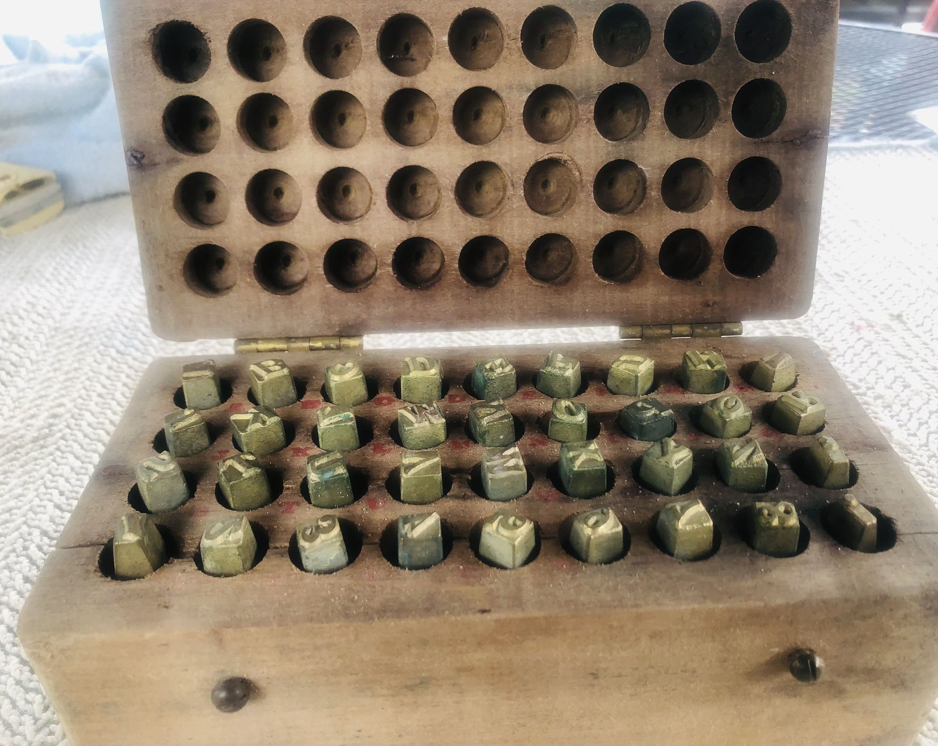 Antique Printing Press Letters And Numbers Solid Brass 36 1917