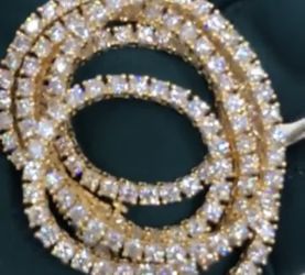 New 18 k yellow gold Tennis chain tennis iced out necklace