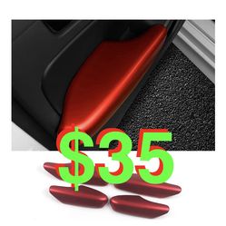 Car Accessories Fit for Honda Civic 11th Gen 2022 2023 2024 2025 Inner Door Side Handle Armrest Panel Cover Trim (Red) ABS 4 PCS