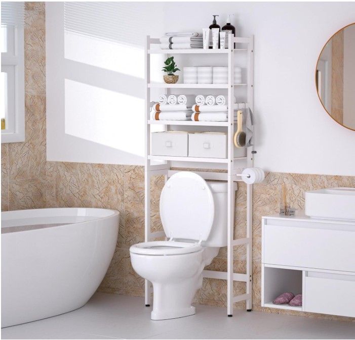 Bamboo Over-Toilet Storage Rack – 4-Tier w/ Baskets C20