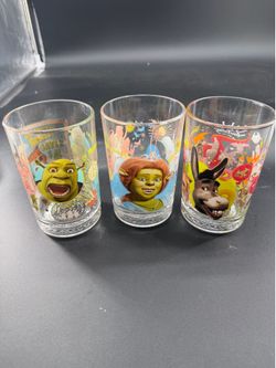 Lot Of 3 - McDonald's 2007 Shrek Collectors Glasses