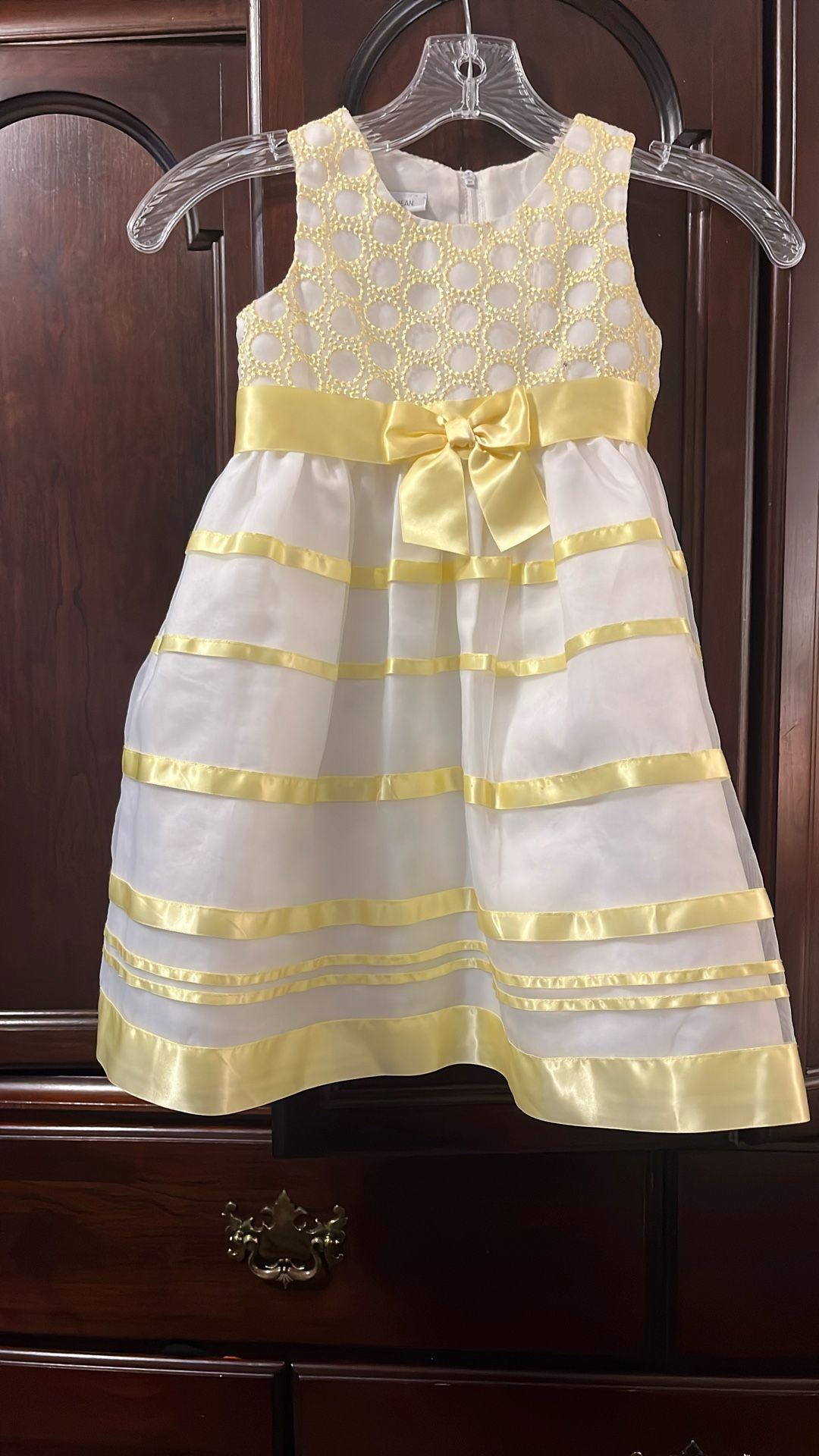 Girls Yellow And White Toddler Dress