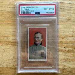Vintage 1909-11 T206 Piedmont 350 Red Portrait Baseball Card Ty Cobb (PSA AUTHENTIC) Excellent Eye Appeal!!!