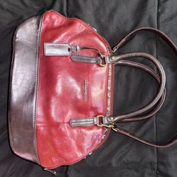 Tignanello Red/Brown Accordion Purse