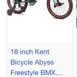 18" Kent Bicycle Abyss Freestyle BMX Bicycle, Fits Riders 3'2"-4'2", Gray, Child, Unisex