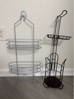Shower caddy $7 and paper towel holder $7 in like new condition