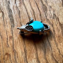 Turquoise Mouse Brooch