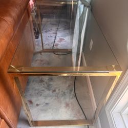 Gold And Glass Top Table