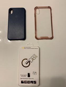 iPhone XS MAX CASE (apple blue leather and clear)