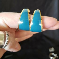 Vintage Blue Enamel Earrings