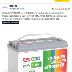 1 hp moror and Redodo 12V 100Ah LiFePO4 Battery, Rechargeable Lithium Iron