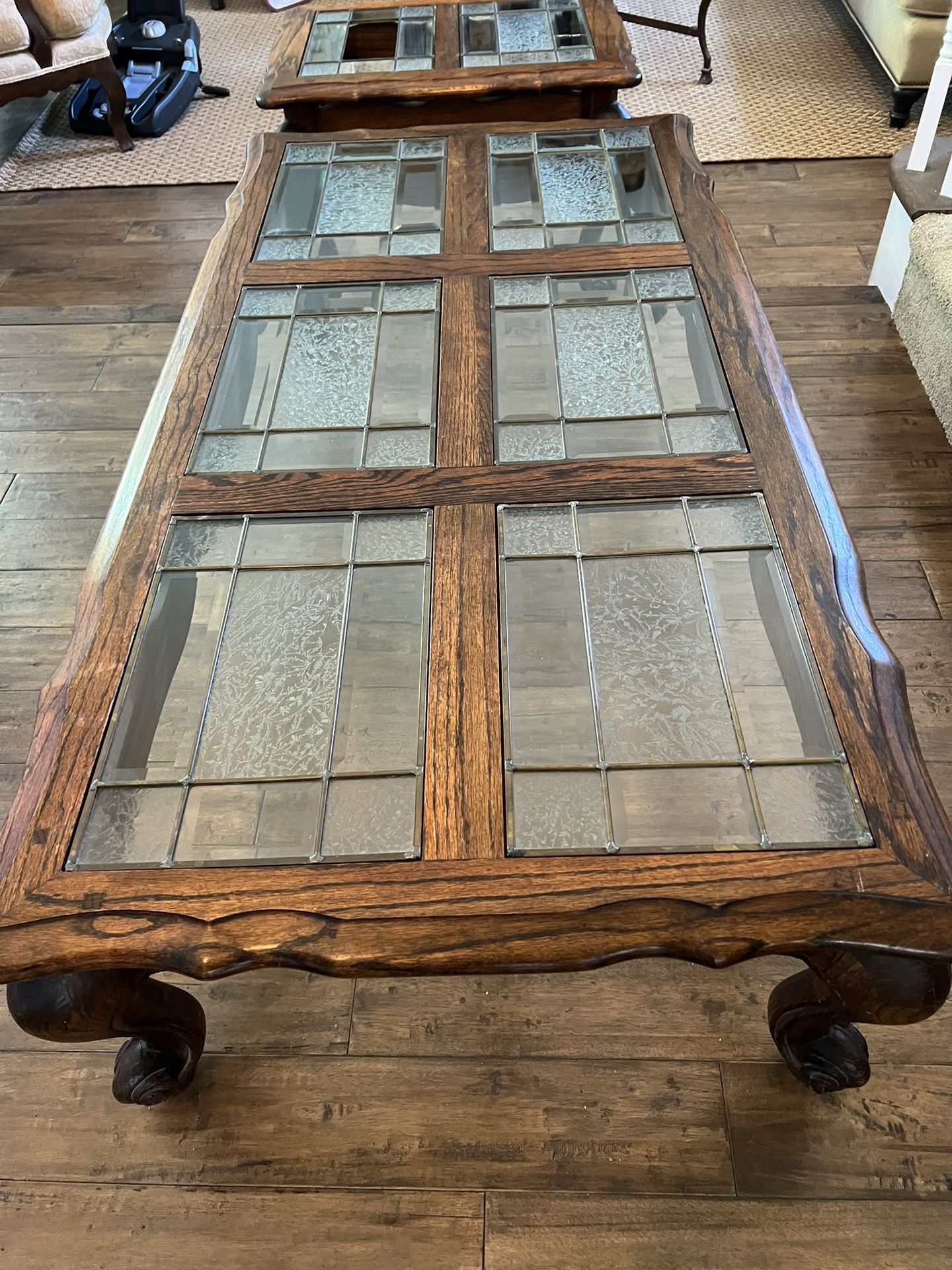 Silver Apple Solid Oak Wood Coffee Table And End Table