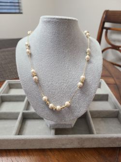 Juego De Collar, Aretes Y Pulsera, Perlas, Chapa De Oro