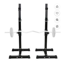 Black Steel Squat Rack Adjustable Barbell Free-press Bench, Black 550 lb
