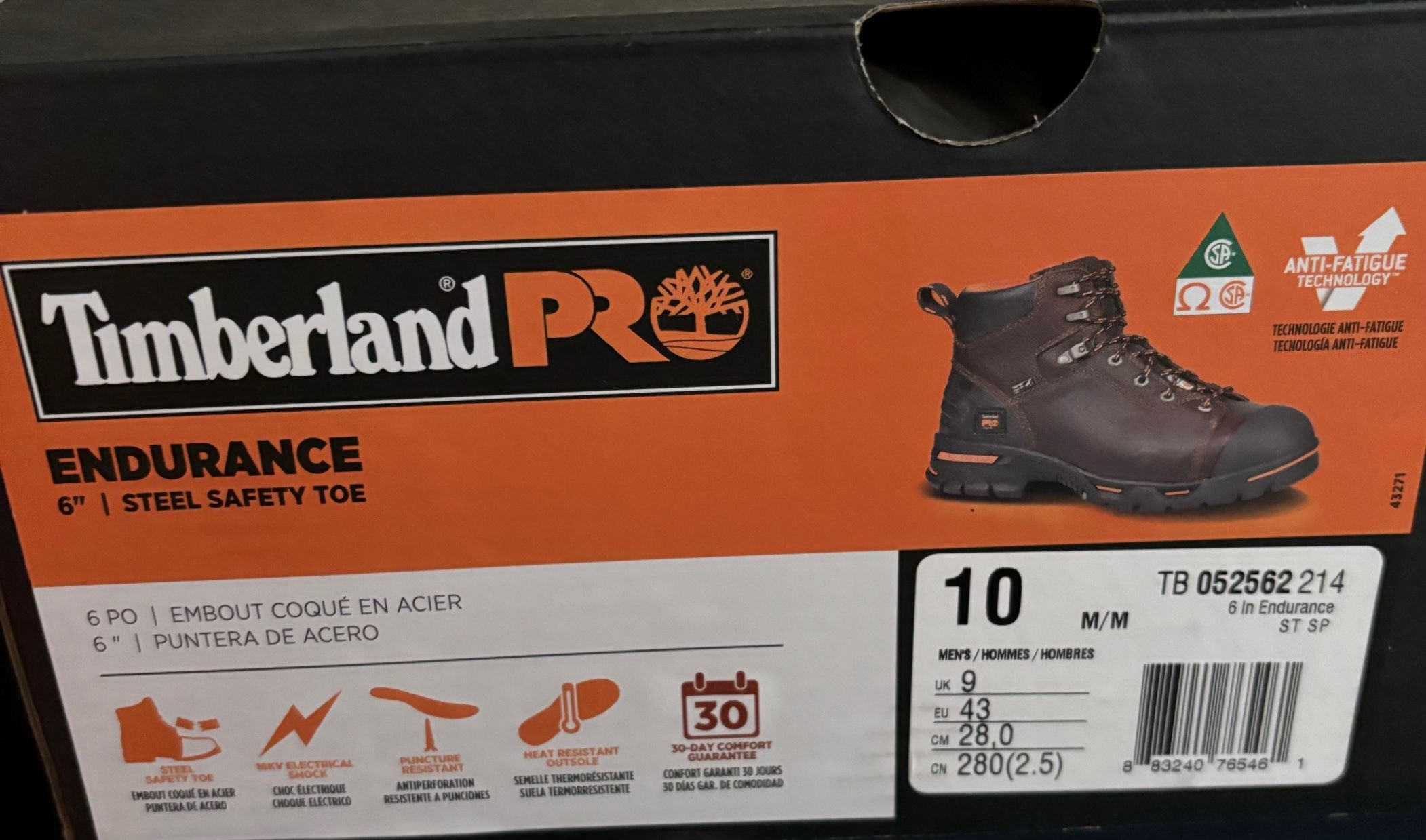 SIZE 10 Timberland PRO Men's Endurance 6" Steel Toe Work Boot