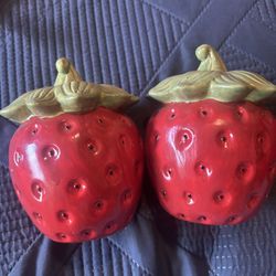 2 Ceramic Strawberries 