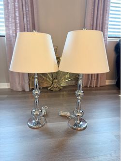Pair of Kenroy Home Chrome Table Lamps - Traditional / Glam Style