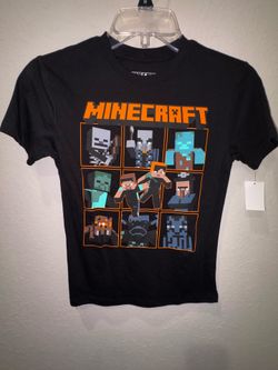 New Minecraft Boys Black T Shirt Size Small 5/6