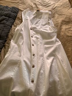 White button up vest dress