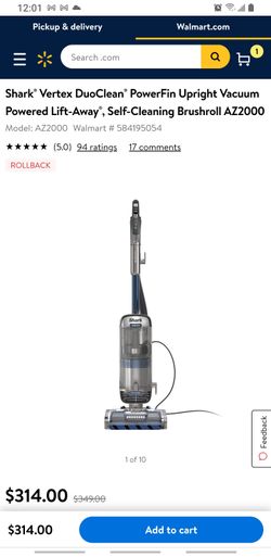 Shark® Vertex DuoClean® PowerFin Upright Vacuum Powered Lift-Away®, Self-Cleaning Brushroll AZ2000