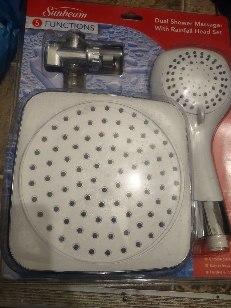 Sunbeam Dual Shower Massager With Rainfall Head Set
