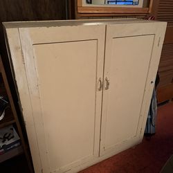 White solid wood sturdy cabinet