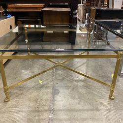 Gold Paw Leg Glass Top Coffee Table